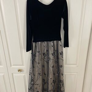 Black Velvet Floral Gown